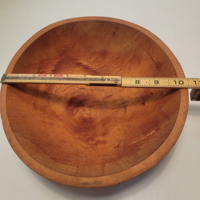 American Primitive Vintage Wood Dough or Serving Bowl 11” Diameter For Sale - Image 3 of 5