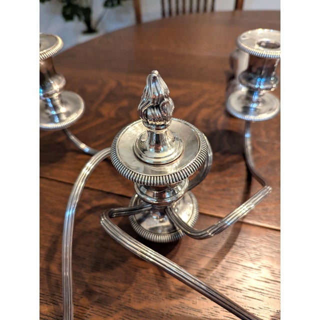 Antique Barker Ellis Silver Plated Candelabra Pair 5 Arm Convertible Gadroon England For Sale - Image 13 of 15