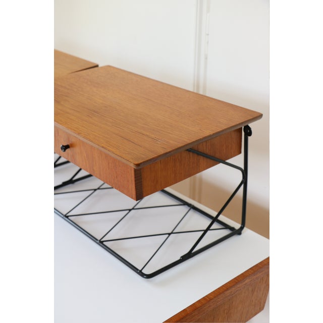 Scandinavian String Wall-Mounted Bedside Tables, 1960, Set of 2 For Sale - Image 3 of 18