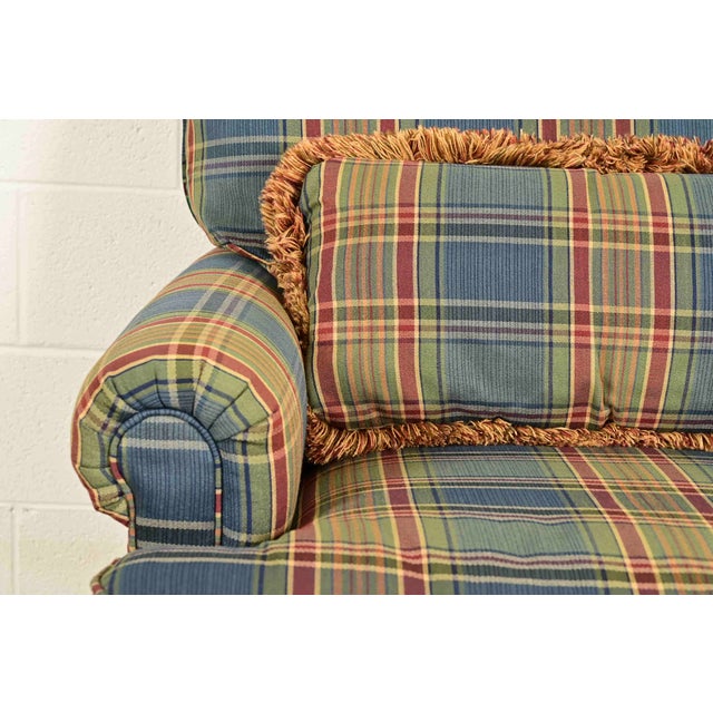 Harden Furniture English Country Plaid Upholstered Lounge Chair With Ottoman For Sale - Image 9 of 15