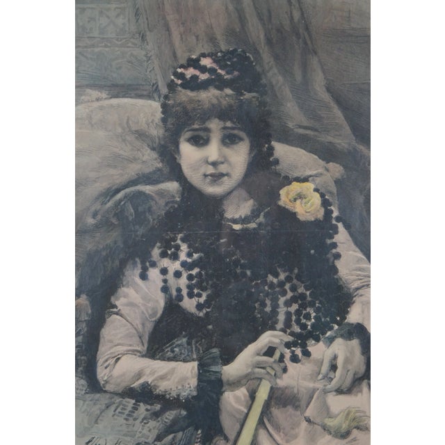 Alfredo Perea Antique Esperando El Carruaje Waiting for Carriage Engraving 31" For Sale - Image 6 of 11