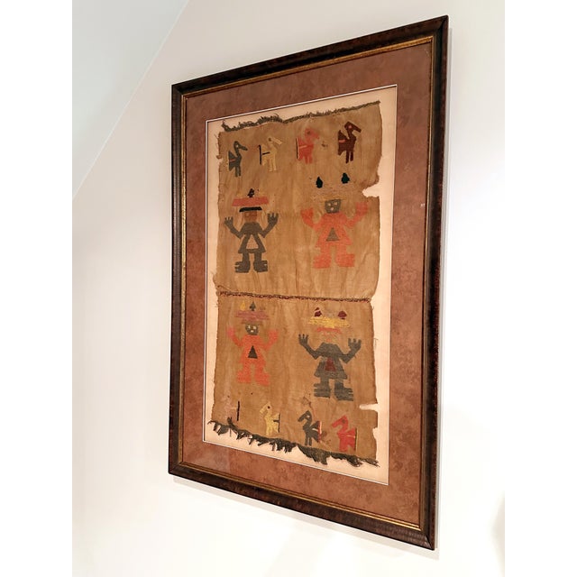 American Large Framed Pre-Columbian Embroidered Textile from Chimu Culture For Sale - Image 3 of 8