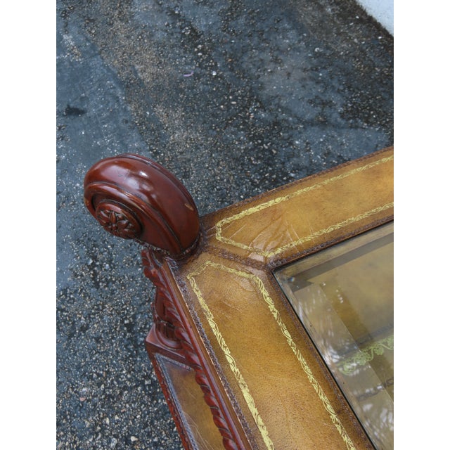 Maitland Smith Glass Top and Leather Cocktail Coffee Table 6333 For Sale - Image 10 of 15