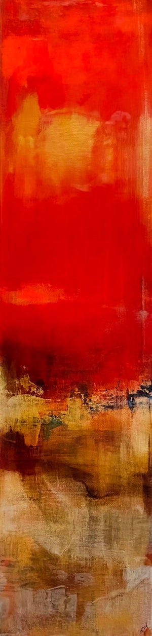 Summer 2 by Brian O'Neill | Acrylic with resin on panel Abstract landscape with warm colors.