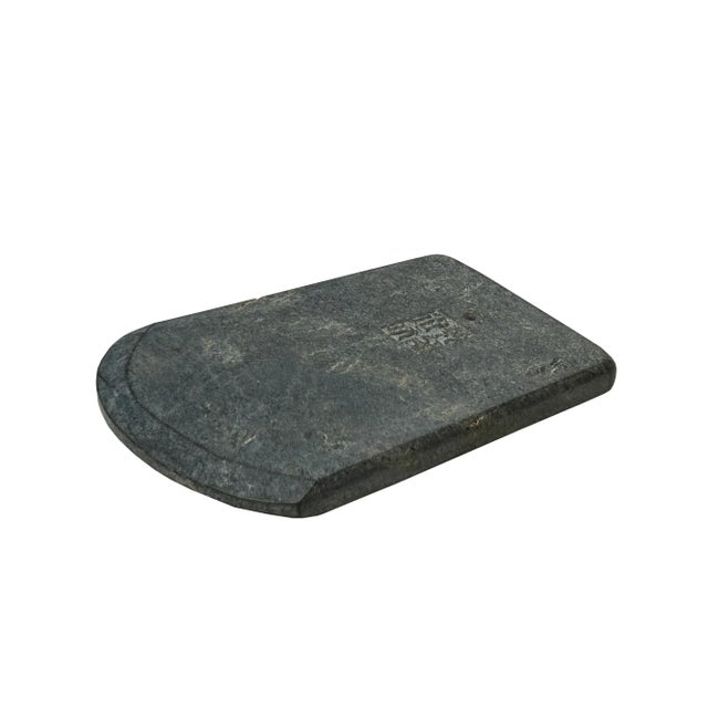 Asian Oriental Stone Ritual Knife Shape Carving Display Plaque Art For Sale - Image 3 of 12