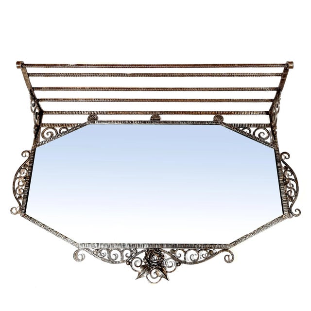 Art Deco Mirror and Wrought Iron Shelf For Sale - Image 11 of 11
