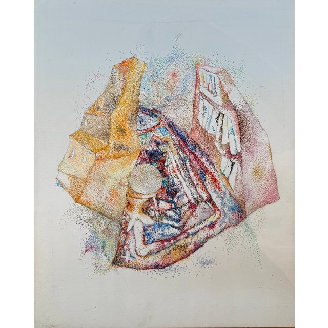 Wolfgang Felber, Zimmer, 1976, Coloured Pencil on Paper, Framed For Sale - Image 6 of 6