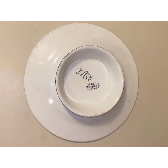 1800s Jules Vieillard & Cie Monogrammed Blue and White Cake Plate For Sale - Image 11 of 12