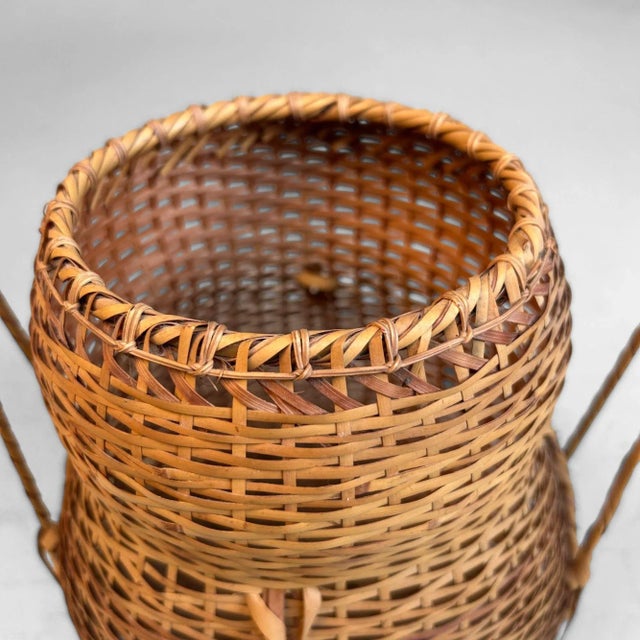 Japanese Bamboo Hanakago Ikebana Flower Basket, 1960s For Sale - Image 15 of 18
