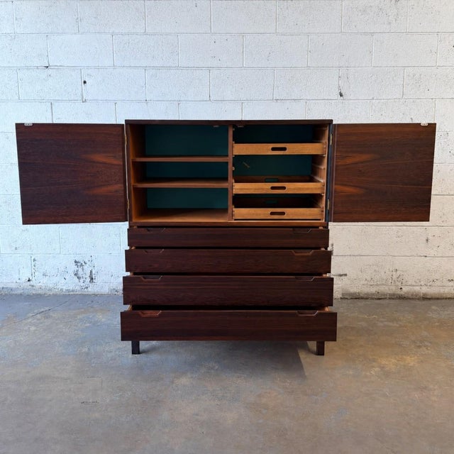 Vintage 1960s Danish Mid-Century Rosewood Brass Hinge High Chest by Svend Langkilde For Sale In New York - Image 6 of 11
