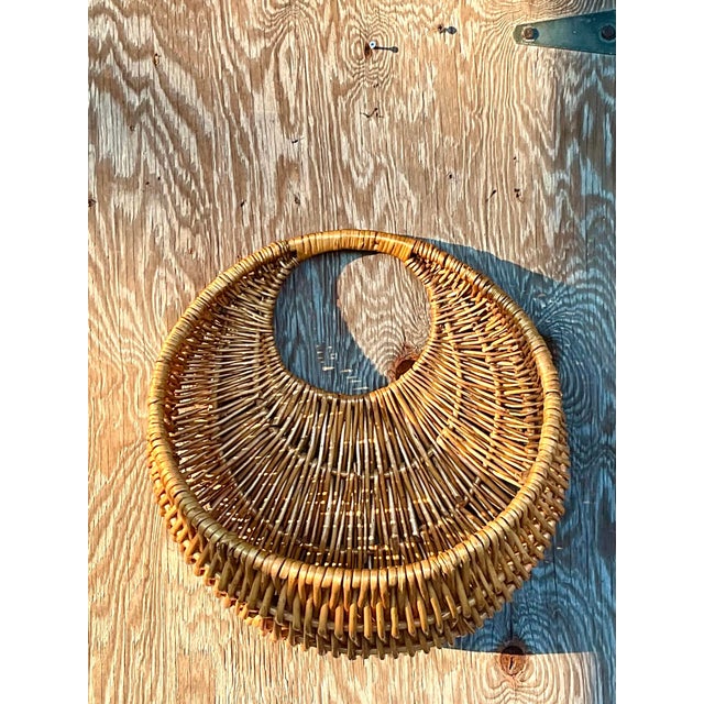Vintage Coastal Woven Rattan Wall Basket Chairish