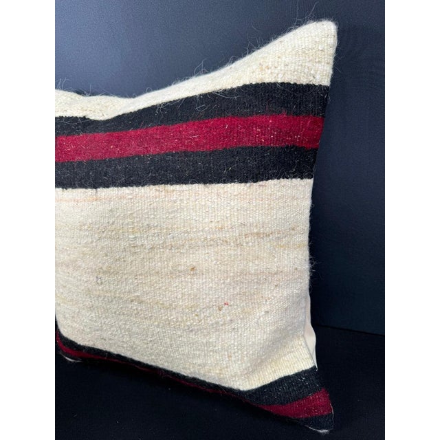 Contemporary Turkish Hemp Pillow Cushion Natural Beige Black Cushion Cover 20"x20" For Sale - Image 3 of 4