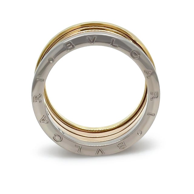Contemporary Bvlgari 18ct White, Rose & Yellow Gold B.Zero1 4 Band Ring 14g, Size 11.5 For Sale - Image 3 of 11