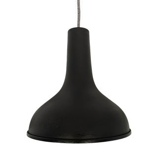 Vintage Industrial Style Black Painted Aluminium Pendant Lamp, 1970s For Sale