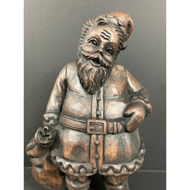 Late 20th Century Carved Wood Santa Claus Sculpture Late @0th Century For Sale - Image 5 of 9