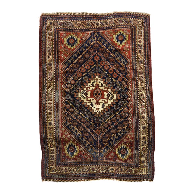 Antique Persian Qashqai Rug 4’11" X 7’4" For Sale