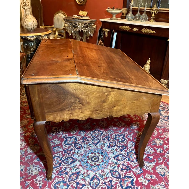 Brown Antique French Writing Desk in Oak with Cabriole Legs, 1800s For Sale - Image 8 of 15