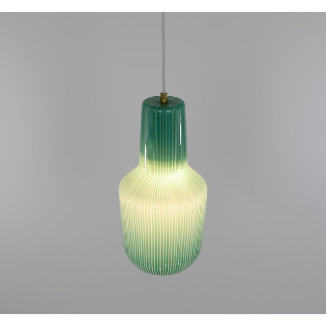 1960s Green Murano Glass Pendant Light by Massimo Vignelli for Venini, 1950s For Sale - Image 5 of 7