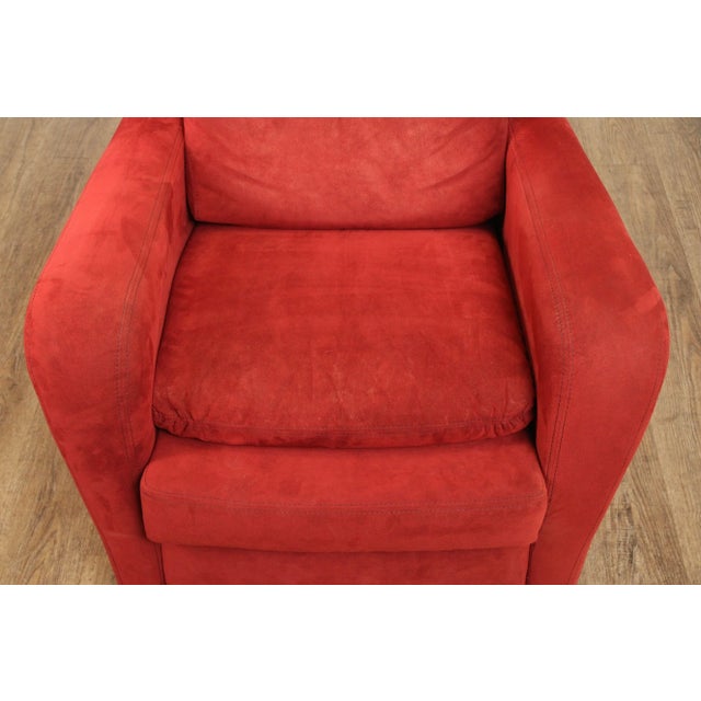 Roche Bobois Italian Modern Upholstered Lounge Armchair and Ottoman For Sale - Image 10 of 12