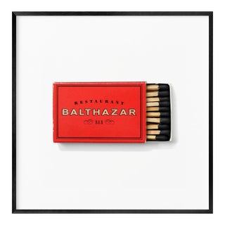 Balthazar Nyc Framed Vintage Matchbox Cover Art Glicée Print With Black Metal Frame For Sale
