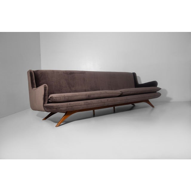 American Brown Velvet Sofa, 1950s For Sale - Image 10 of 10