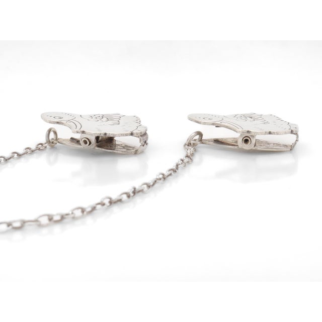 Antique Edwardian Webster Sterling Silver Figural Duck Child's Bib Holder - a Pair For Sale - Image 14 of 14