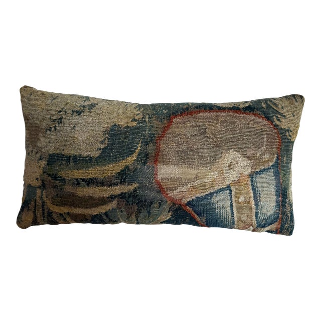 17th Century Flemish Tapestry Pillow - 14 X 7 For Sale