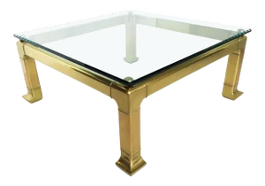 Modern Brass Coffee Table by Mastercraft With Glass Top