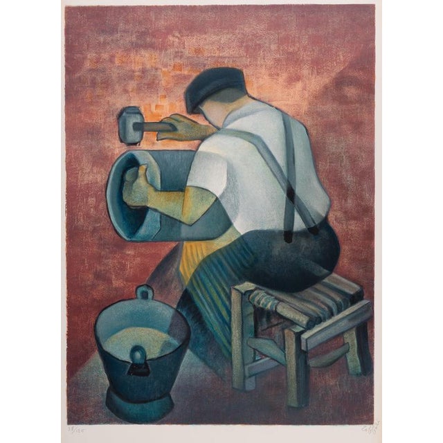 Louis TOFFOLI (1907-1999) The Tinsmith: The Tinsmith, 1981 Original color lithograph Signed in pencil Limited edition of...