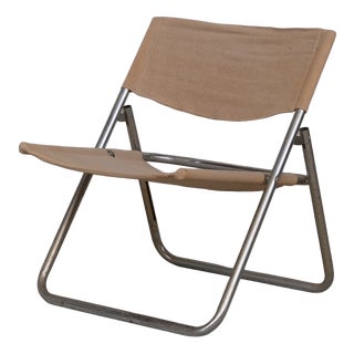 Mid-Century Linen and Chrome Cox Folding Chair from Niels Gammelgaard, 1970s For Sale