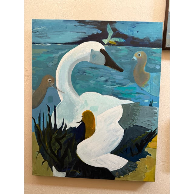 Contemporary “Nosey Neighbors” a Swan Painting by LWren Walraven For Sale - Image 3 of 14