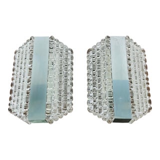 1960s Kaiser Mid-Century Metal and Glass Wall Lamps, Germany - a Pair For Sale