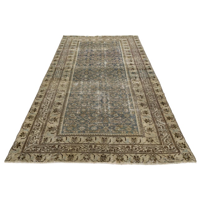 Antique Malayer Wool Rug With Muted Indigo and Earthy Palettes For Sale - Image 9 of 9