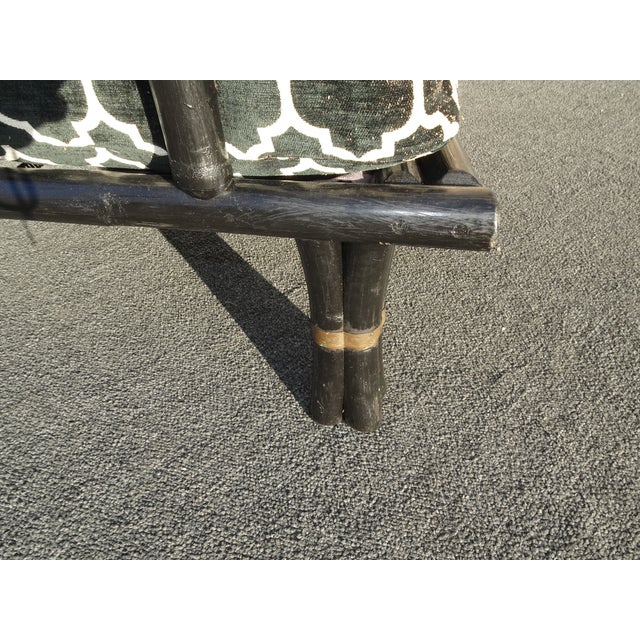 Vintage Oriental Asian Black Lounge Chair With Brass For Sale - Image 10 of 12