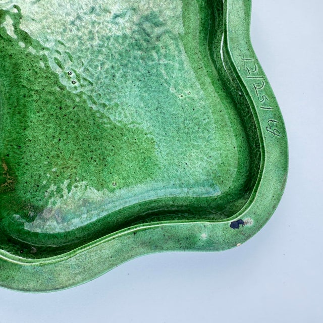 Ceramic 1960s Green Ceramic Free Form Vide Poche or Catchall For Sale - Image 7 of 10