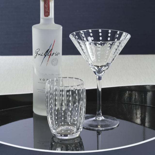 Contemporary Pescara 4-Piece Set White Dot Martini Glasses, Clear For Sale - Image 3 of 6