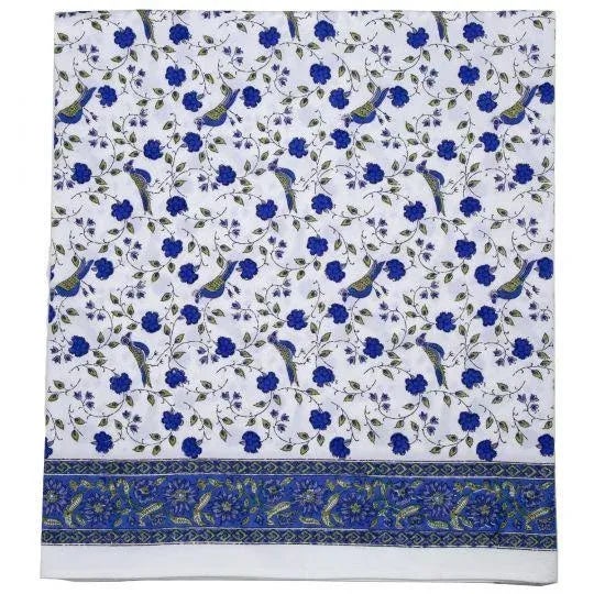 Not Yet Made - Made To Order Birds on Vine Full Bed Blue Fitted Sheet For Sale - Image 5 of 6