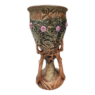 Antique Weller Woodcraft Chalice, Vase For Sale