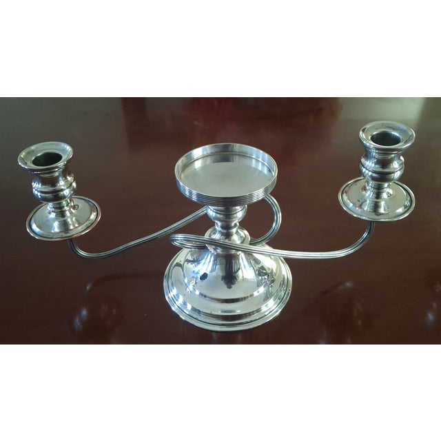 Pair 19th Century Silver Plate 3-Light Candelabra Candle Holders Table Sconces For Sale - Image 9 of 11