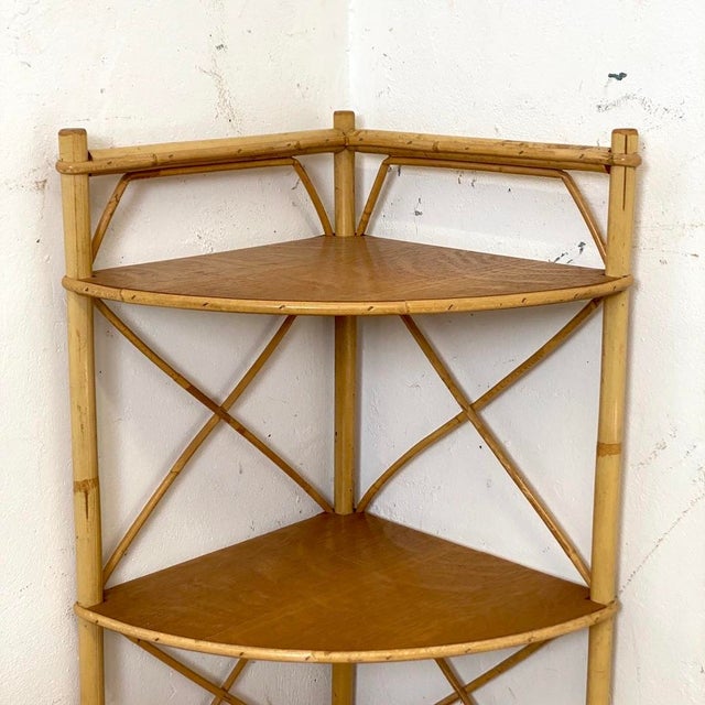 Vintage Rattan Corner Shelf, 1960s For Sale - Image 3 of 6