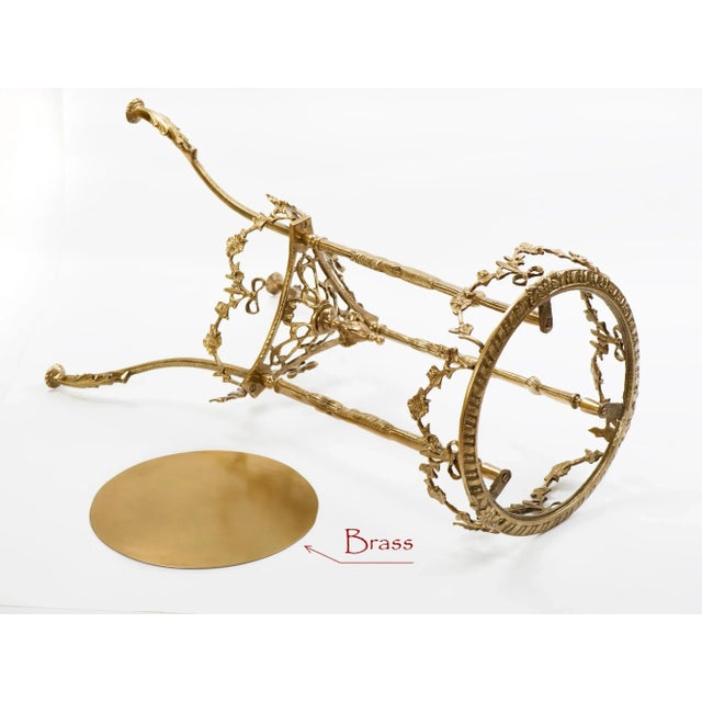 Metal Vintage Bronze Round Pedestal Plant Stand For Sale - Image 7 of 9