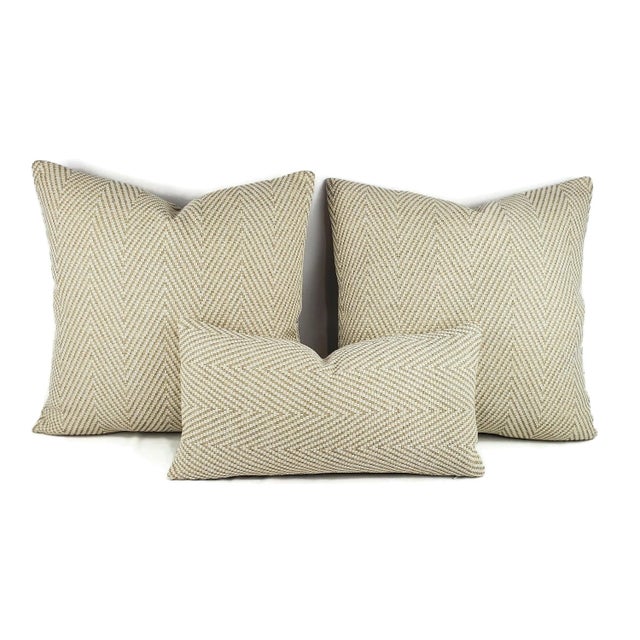 2020s Kravet Bow Herringbone in Sand Lumbar Pillow Cover For Sale - Image 5 of 5