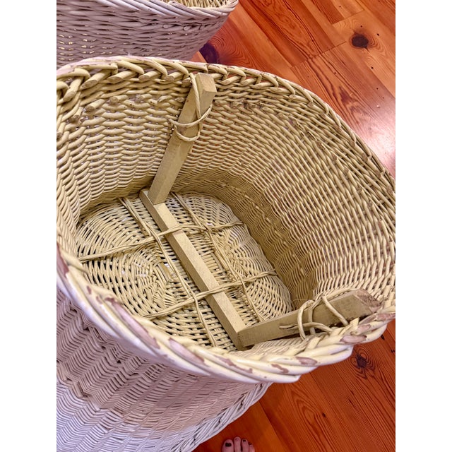 Set of (2) Vintage Wicker Rattan Barrel/Bucket Style Chairs For Sale - Image 14 of 14