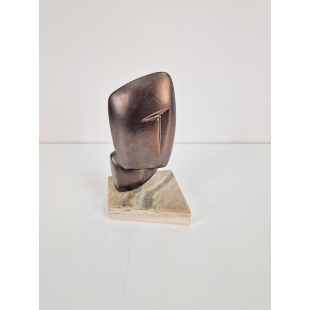 Stone Vintage Abstract Sculpture on Marble Base, 1960s For Sale - Image 7 of 9