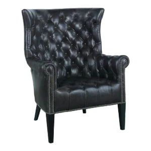 Empress Leather Tufted Wing Chair