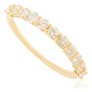 Brilliant Cut Diamond Half Eternity Wedding Band Ring in 14k Yellow Gold Size 8 For Sale