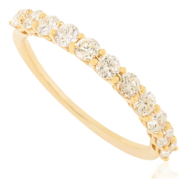 Brilliant Cut Diamond Half Eternity Wedding Band Ring in 14k Yellow Gold Size 8 For Sale