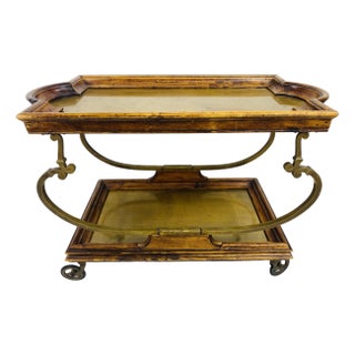 Mid-Century Vintage, Solid Brass and Walnut Drinks Trolley After Chapman For Sale
