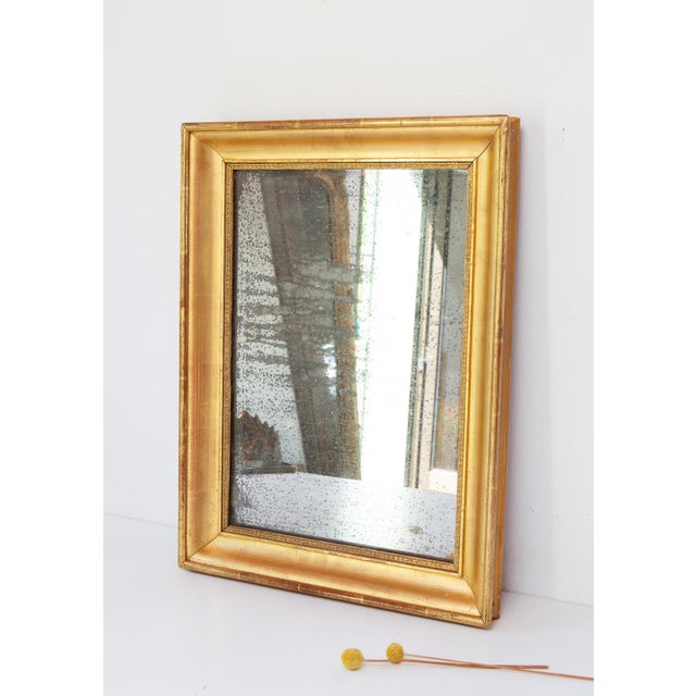 Antique Louis Philippe Rectangular Gilt Wood and Mercury Glass Mirror, 1830s For Sale - Image 6 of 9