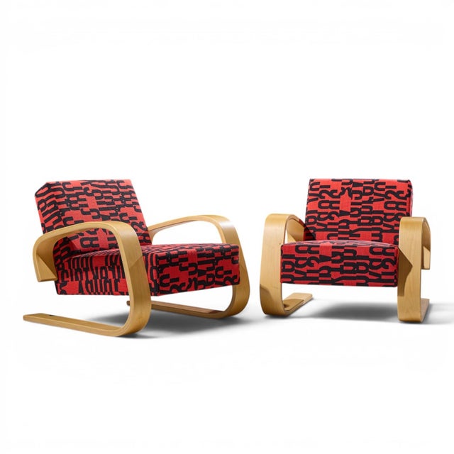 Alvar Aalto Armchair 400 Tank Mid Century Bentwood Lounge Chairs - Pair Each chair measures: 30 wide x 33 deep x 26.25...